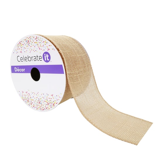 2.5&#x22; Faux Burlap Wired Textured Ribbon by Celebrate It&#x2122; D&#xE9;cor